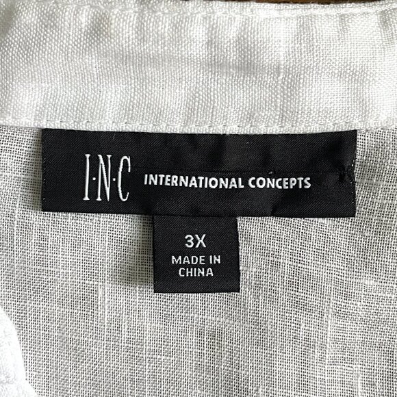 White 100% Linen Shirt Blouse by INC International Concepts-Size 3X - Picture 2 of 13